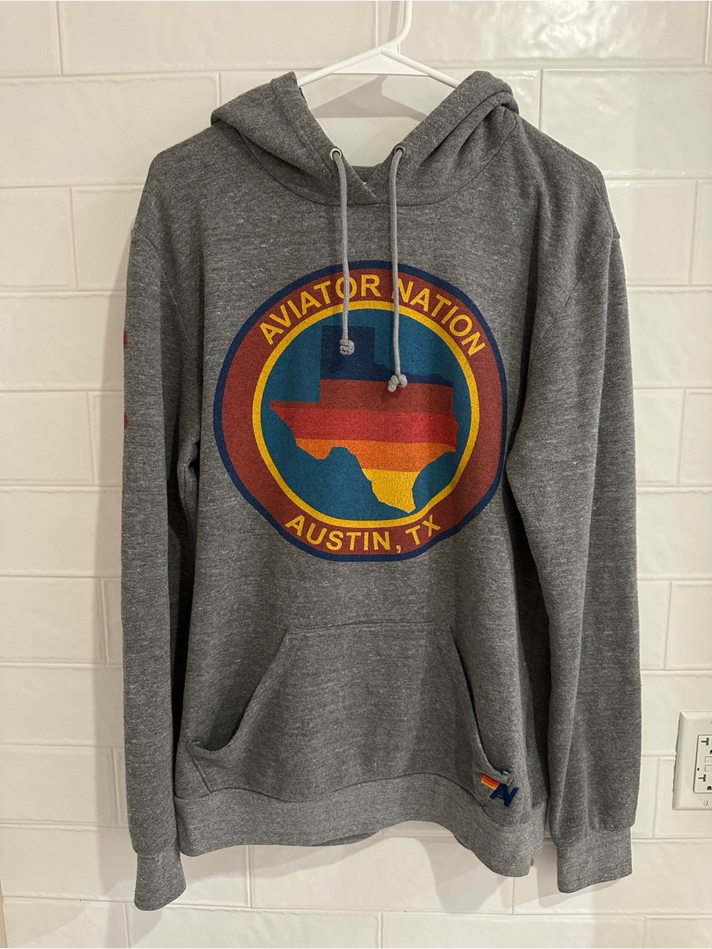 Aviator Nations Austin Texas Gray Surf Hoodie Men’s Unisex Size Large